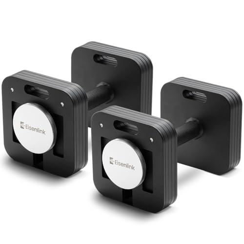 Eisenlink Adjustable Dumbbells, 50lbs Pair, 5pound Increments, Quick-Lock Square Weight set for Home Gym Fitness (50lbx2)