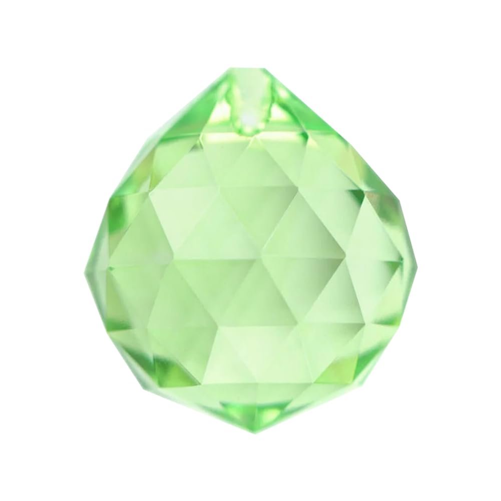Boule de cristal 40 mm vert clair avec facettes suspendues pour jardin