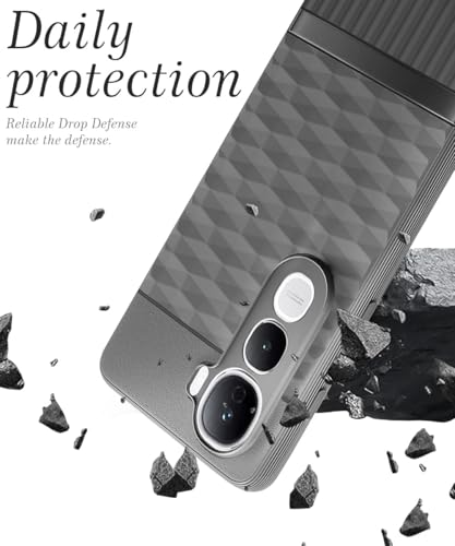 Image of WOW IMAGINE Back Cover for Vivo Y400 Pro 5G with Hexa Cube Design | Ultra Slim Soft Rubberised Case | Inner Velvet Fabric | Matte Silicone Flexible Mobile Case | Camera Protection - Grey