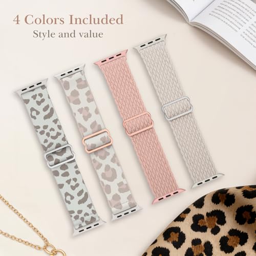 Image of Delidigi Stretchy Bands Compatible for Apple Watch Band Women 40mm 38mm 41mm 42mm 44mm 45mm 46mm 49mm, Nylon Braided Straps for iWatch Series 11 10 9 8 7 6 SE 5 4 3 Ultra 3 2 1