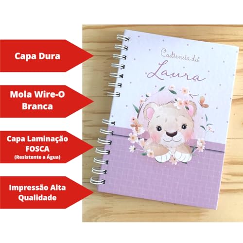 Caderneta de Vacina Personalizada Tema Leoa - Versão Clean com Nome