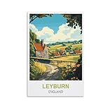  CEYHNO Poster vintage Leyburn Angleterre sur toile et décoration murale moderne pour chambre à coucher (50 x 75 cm)