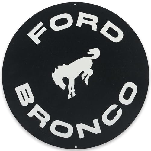 Image of Ford Bronco Round Metal Sign - Vintage Bronco Sign for Garage, Shop or Man Cave