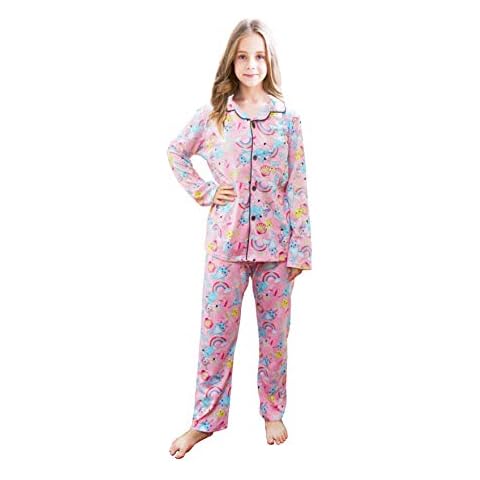 Girls Pyjamas Button Down Loungewear Little Kids Sleepwear Unicorn Notch Collar Pajamas Clothes Two Piece Set Size 7 Cover