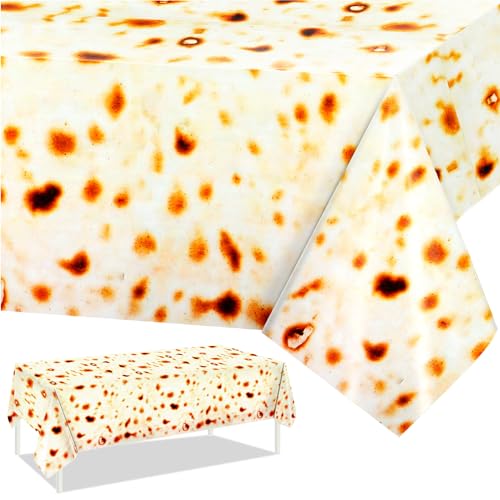 PHOGARY Passover Decorations Matzah Table Cloth, 3 Pack Plastic Happy Passover Tablecloth BBQ Pesach Table Decor, Disposable Burrito Tablecovers Passover Party Supplies, 51"" x87, Large, Yellow