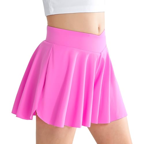 Girls' Athletic 2-in-1 Flowy Cheer Dance Biker Shorts Tennis Skirt Butterfly Skorts with Pocket for Girl Size 5-14 Years