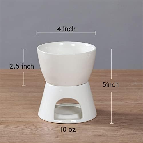Sizikato Pure White Porcelain Chocolate Fondue Set, 10 Oz - 4