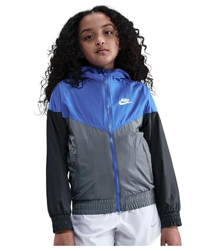 Nike Kids Sportswear Windrunner Hooded Repel Jacket (Big Kid) Comet Blue/Smoke Grey/Anthracite Large - image 1