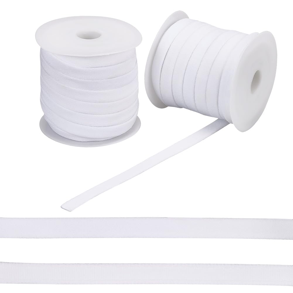 NBEADS Correa Elástica para Sujetador de 50 yarda, Banda Elástica con Aros de 12mm Repuesto de Banda Elástica de Nailon Plano para Sujetador con Carrete de Plástico para Accesorios de Costura, Blanco