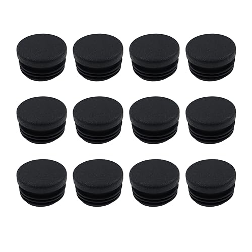 Image of Round Plastic Plug,TTZEZE OD:25mm /0.98''Pipe Tubing End Cap Black Round End Caps,Chair Glide Insert Furniture Finishing Plug for Round Metal Tube,12 PCS