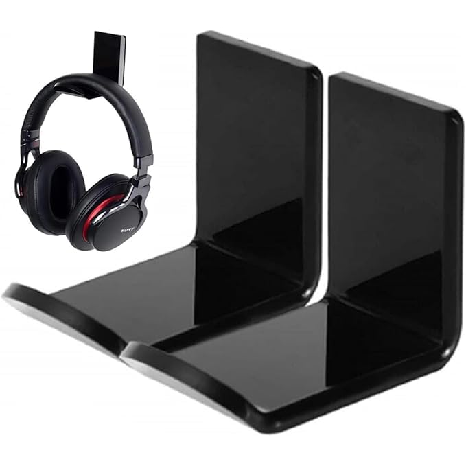 Universal Wall Mount Headphone Stand Holder | Adhesive Hook for Headset, Controller, Cable | Bag Organization | Sticky Under Desk/Wall Hook for PC, (L-Shape, Pack of 2)-image-42