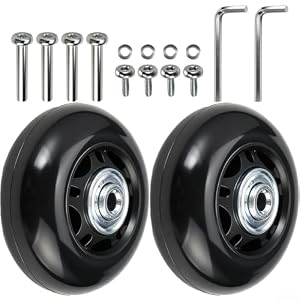 Ersatz-Kofferräder 64 mm x 24 mm, Gepäckrollen-Set mit Werkzeugen, robustes leises Doppellager-Trolley-Rad Reparatur-Set für 50 kg Last, verschleißfestes Gummi und