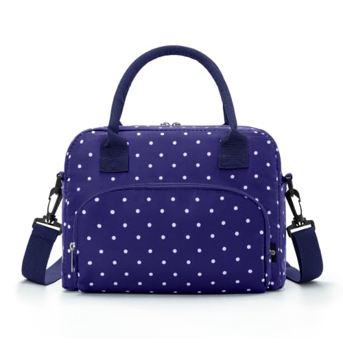 MEXS Insulated Lunch Bag for Women Men Large Reusable Lunch Box Adult Leakproof Portable Cooler Tote Bags for Work Picnic (Polka Dot Royal)