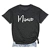BANGELY Mimi Heart Graphic Cute Grandma T Shirt for Women Letter Print Short Sleeve Tees Casual Mimi Gift Tops with Sayings (Dark Gray, XX-Large)