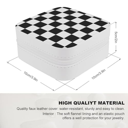 Boîte à bijoux en cuir synthétique chic noir et blanc