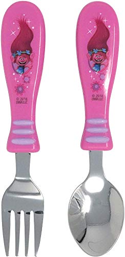 Zak Designs Trolls Easy Grip Flatware Fork And Spoon Utensil Set – Perfect for Toddler Hands With Fun Characters, Contoured Handles And Textured Grips, Trolls Movie