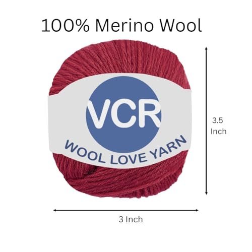 Image of VCR Maroon Yarn, 25 Grams Hank, 85 Meters Length, 100% Merino Wool, Pack of 1, Shrink-Resistant Soft, Warm and Premium Wool Yarn for Knitting, Crochet and Craft Projects