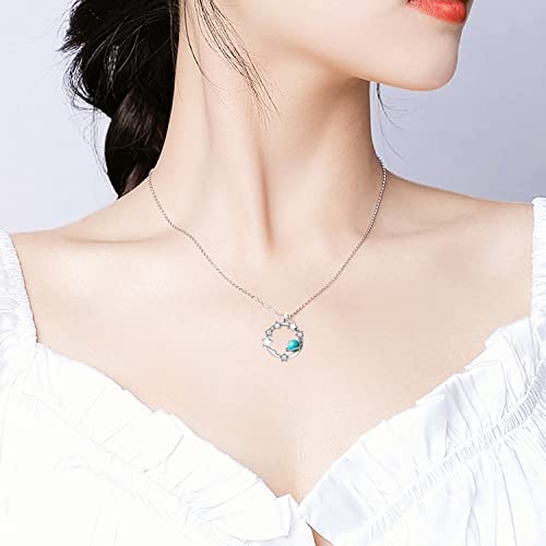 Kimievol Necklaces For Women Turquoise December Birthstone Necklace Sterling Silver Star Planet Pendant Anniversary Birthday Christmas Valentine Jewelry Gifts For Women #TOP1