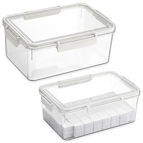 Caja para fichas Mahjong, organizador plástico transparente