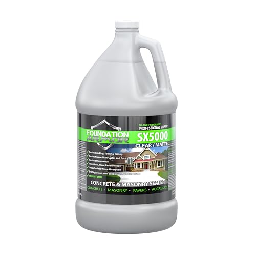Armor SX5000 Natural-Look Penetrating Solvent-Based Silane Siloxane Concrete Sealer for Concrete, Brick, Pavers, and Natural Stone - 1 Gallon
