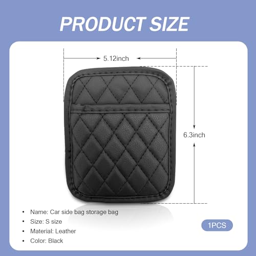 Sinytuto 2 PCS Car Seat Gap Storage Bag, 5.1\" x 6.2\" x 0.5\" Leather Air Vent Seat Back and Door Multi-function Organizer, Cell Phone Cards Sunglasses Adhesive Storage Box, Universal for Cars (Black) - Thumbnail 2