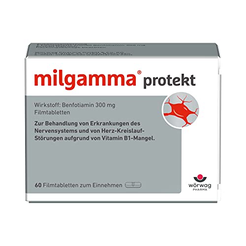 milgamma protekt 60 Stück: Mit Benfotiamin zur Behandlung von Symptomen bei Nervenschäden infolge eines Vitamin-B1-Mangels besonders hohe Bioverfügbarkeit 1x tägliche Einnahme