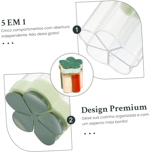 Porta-Temperos 5 em 1: Organização de Temperos, Especiarias, Sal e Açúcar, Leve e Resistente, Versát