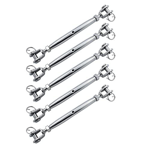 YWZHENYU Closed Body Jaw and Jaw Turnbuckles 316 Stainless Steel Rigging Hardware 5 Pcs | Adjustable wire rope tensioner; Ideal for boat cable rigging assembly & tension adjustment