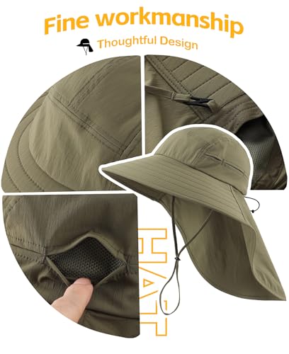 Image of Home Prefer UPF 80+ Sun Hat for Men Women Wide Brim Sun Hat with Neck Flap Summer Beach UV Protection Gardening Fishing Hat