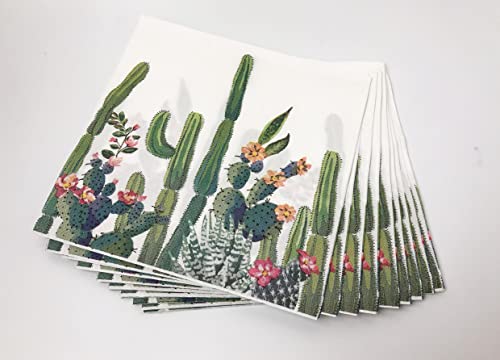 40 Pack Succulent Cactus Paper Napkins for Fiesta Wedding, Party, Birthday, Dinner, Lunch(2-Ply, 6.5 x 6.5 In)