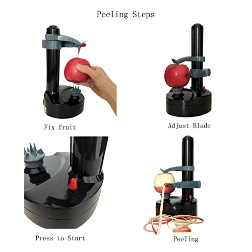 Electric Potato Peeler For Kitchen Vegetable Peelers For Zucchini Carrot Automatic Potato Peeler Electric Peeler Fruit Peeler For Apples Orange Mango Lemon Kiwi Rotate Express (Black) #TOP3
