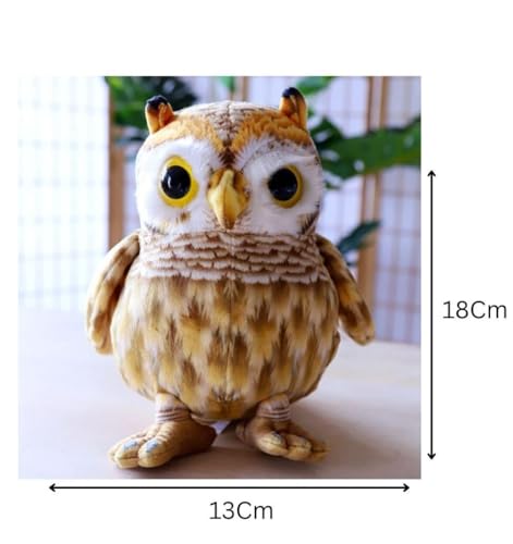 Image of Owl Soft Plush Stuffed Toy - 18 cm White & Brown Cuddly Animal for Kids, Boys & Girls - Birthday Gift