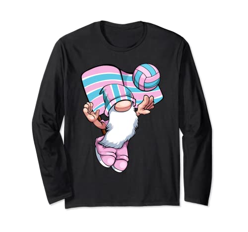 Jugador de voleibol transgénero LGBT-Q Gnome Trans Pride Flag Manga Larga