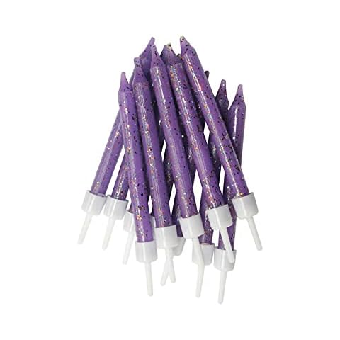 Pack of 12 Purple Glitter Birthday Candles Cover