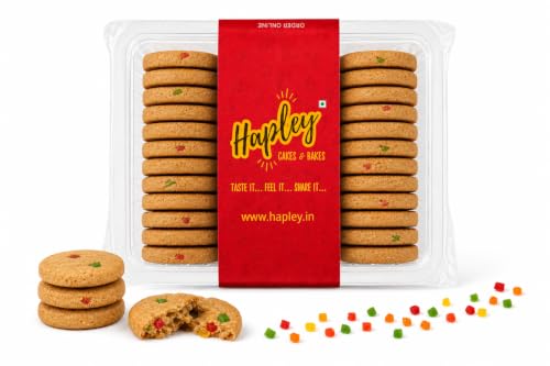 Image of Hapley Tutti Fruity Cookies 300g, Delightfully Crunchy No Palm Oil Cookies Loaded with Colorful Tutti Fruity