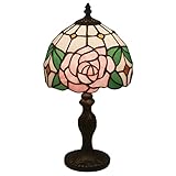 Uziqueif ステンドグラスランプ テイファニーランプ インテリアライト 贈り物 雰囲気ランプ 卓上照明 オシャレ 薔薇 ベッドサイドランプ デスクライト 癒しグッズ ロマンチック E27口金 枕元スタンド 枕元ライト 母の日プレゼント ステンドグラス デスクライト,バラc