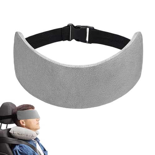 GETFACAI Head Rest Eye Mask Airplane, Airplane Head Strap, Travel Pillow for Airplane, Band Comfort Head & Neck Support For Airplanes, Cars Sleeping and at Home Travel Pillow Alternative (Grey)