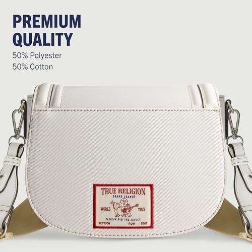 Image of True Religion Women's True Religion Saddle Bag, Women's Denim and Faux Leather Crossbody Purse With Adjustable Shoulder Strap