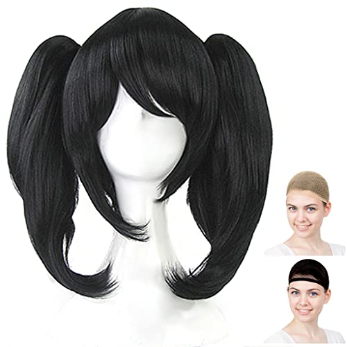 CaseEden (Case Eden Cosplay Wig Vance with Love Live School Idol Project Yazawa Nico Short Black Hair White Mel Choi wig Net 2 Pieces