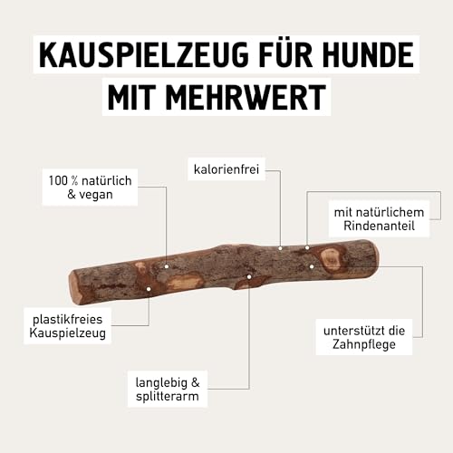 Kauies Olivenholz Kaustab für Hund mit Olivenöl - 100% natürlich, vegan & kalorienfrei - langelebiges Hunde-Spielzeug aus schadstoffgeprüftem Holz, Made in Germany, Größe S bis 10 kg (2er Pack)
