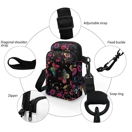 Image of Hawaiian Tribal Small Crossbody Bags for Women Cell Phone Bag Purse, Sea Turtle Zipper Sling Purses Shoulder Bag