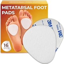 Homergy Metatarsal Pads for Women and Men - 16 Piece, 1/4 Thick, Ball of Foot Cushions, All Day Pain Relief and Comfort - Forefoot Pads, for Metatarsalgia, Mortons Neuroma