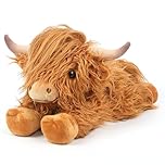 Highland Cow Stuffed Animals, Microwavable Stuffed Animal Adorable Fluffy Plush for Warmth Comfort, Heatable Coolable Lavender Scent Cow Toys, Cute Soft Plushie Highland Cattle Gift for Kids Adult