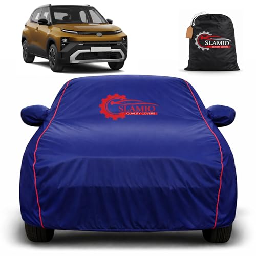Image of Car Cover for Tata Punch CNG 2021-2026 | 100% Waterproof Heavy-Duty 3-Layer Car Body Cover | All-Weather Rain, UV, Sun & Dust Protection | Custom Fit | Mirror & Antenna Pockets | Navy Blue