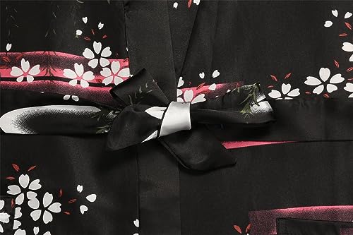 DandyChic Women's Long Floral Satin Robes Imitation Silk Sleepwear Bridal Dressing Gown for Bridesmaid Nightgown