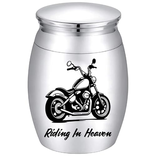 CREATCABIN Motor Bike Urn Small Cremation Urns Alloy Column Riding In Heaven Mini Keepsake Preserve Memorial Ashes Funeral Container Jar Holder for Human Ashes Commemorative Decorative 1.57 x 1.18in