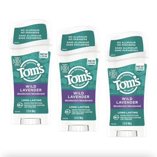 Tom's of Maine Long-Lasting Aluminum-Free Natural Deodorant for Women, Wild Lavender, 2.25 oz. 3-Pack