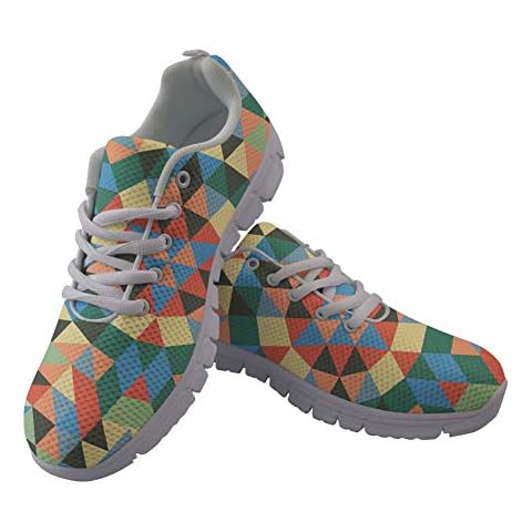 HUGS IDEA Lightweight Geometric Rainbow Running Shoes Cover