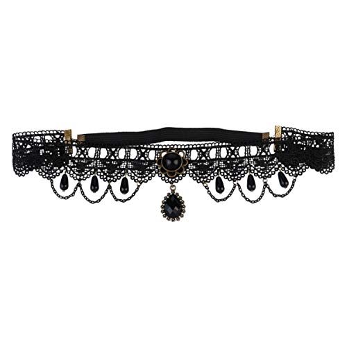 Black Gothic Lace Hairband Flower Elastic Crown Headband Vampire Headpiece for Halloween Costume Accessory Cosplay