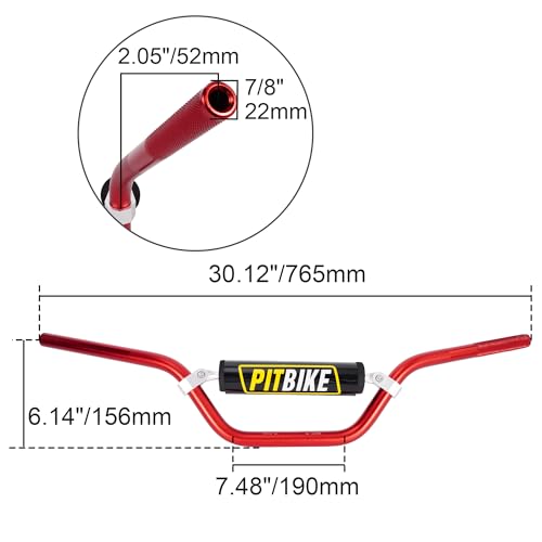 Manubrios para bicicleta de tierra Universal 7/8" 22mm con barra transversal y almohadilla de espuma - Rojo miniatura 2